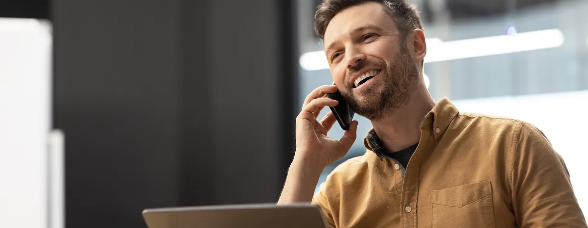 Sales professional having a live customer conversation