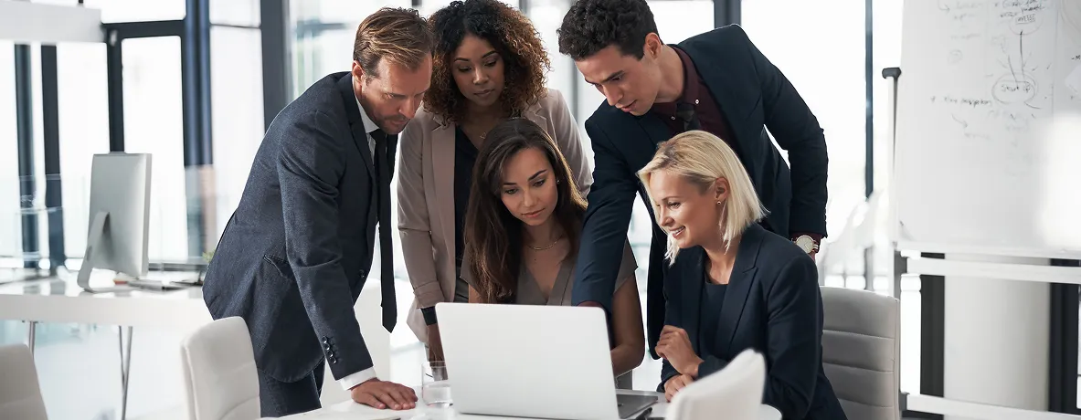 Modern contact center team working together